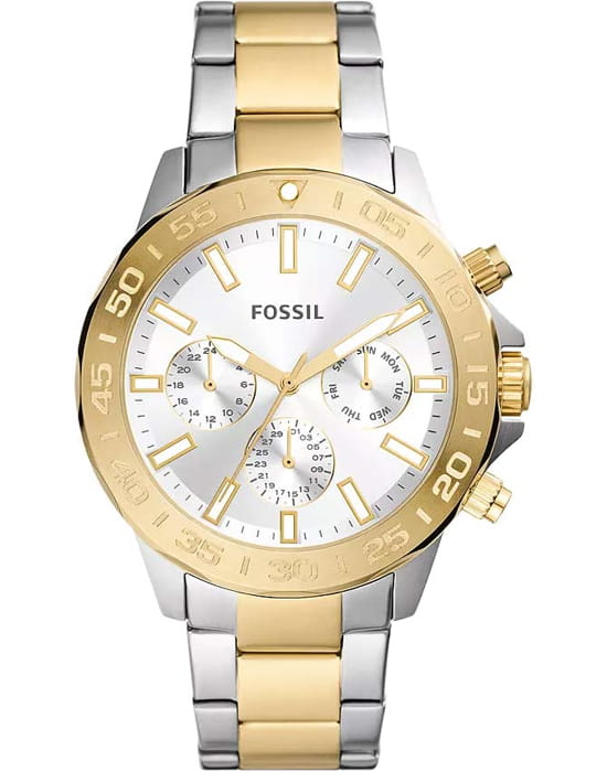 Fossil Fossil BQ2707  BQ2707 кварцевые мужские часы белый циферблат, браслет сталь с ip покрытием — вид спереди
